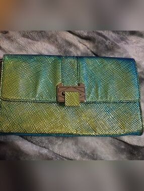 NWT Rebecca Minkoff Iridescent Green-Blue Clutch